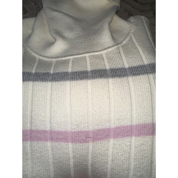 Talbots Ribbed Turtleneck Sweater Cream Rainbow Stripe Plus Size 1X Pullover - Picture 8 of 8